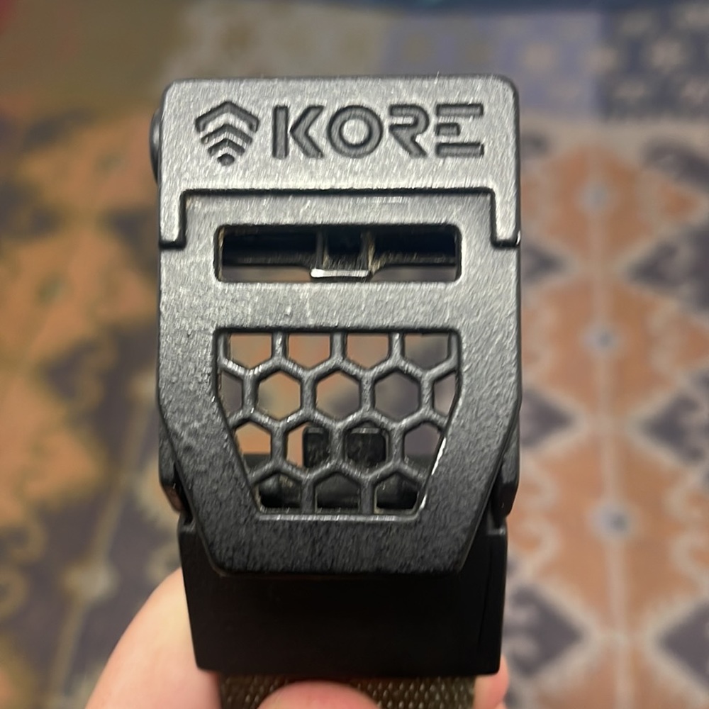 Kore Gun Belt. 44 inches wide in length. Army green. Can be cut to size.